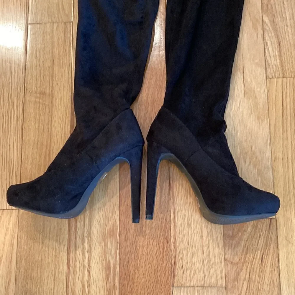 JUSTFAB GiGi Thigh-High  Boots In Black Size 7